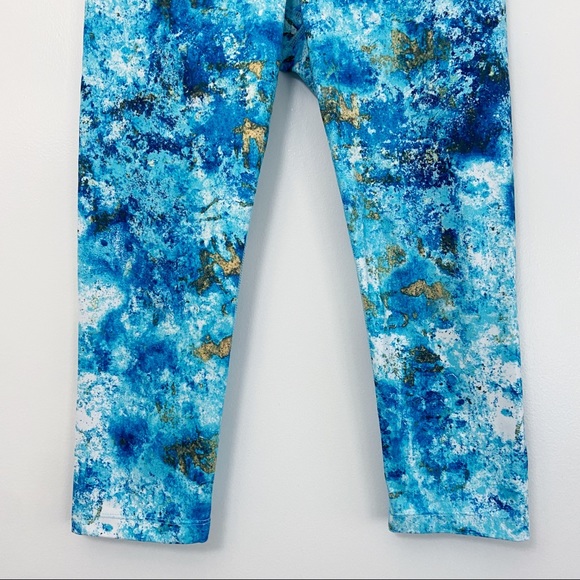 PRANA Capris Leggings Blue Yellow Paint Splatter Pattern Small - Picture 4 of 8